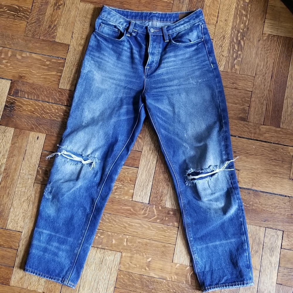 ASOS distressed raw denim jeans